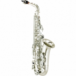 Saxofon YAMAHA Saxofón Alto Mi bemol (Eb) intermedio con llave de Fa y Fa frontal, plateado  BYAS-480S - Envío Gratuito