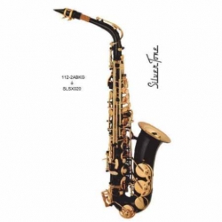 Saxofon SILVERTONE SAXOFON ALTO Eb NEGRO LLAVES Y PABELLON DORADO  SLSX020 - Envío Gratuito